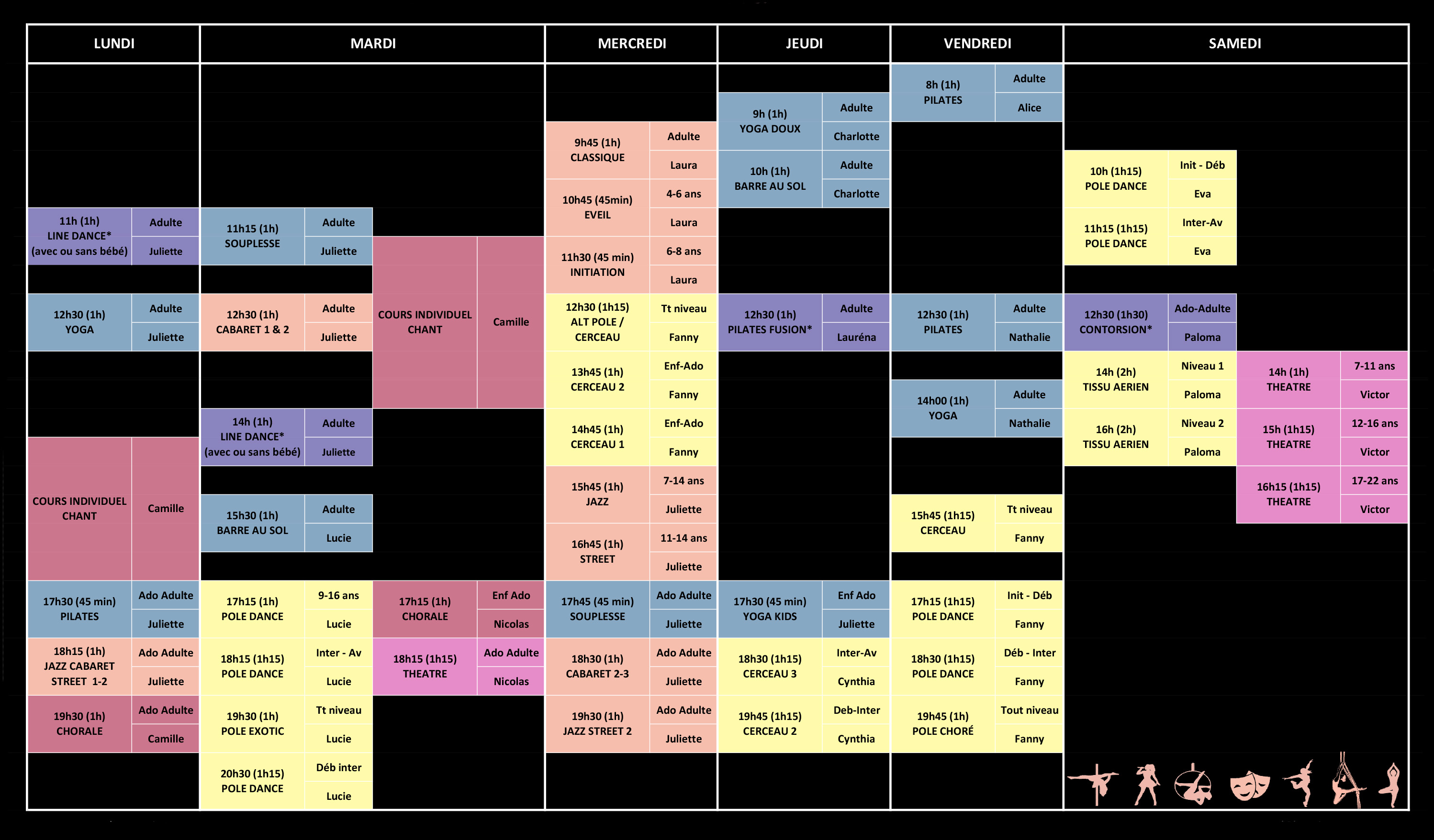 Planning des cours Corps à Coeur 2025 2026 Planning des cours Corps à Coeur 2025 2026
